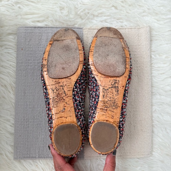 Chanel Tweed and Studded Red White Blue Ballet Flats - Picture 6 of 9